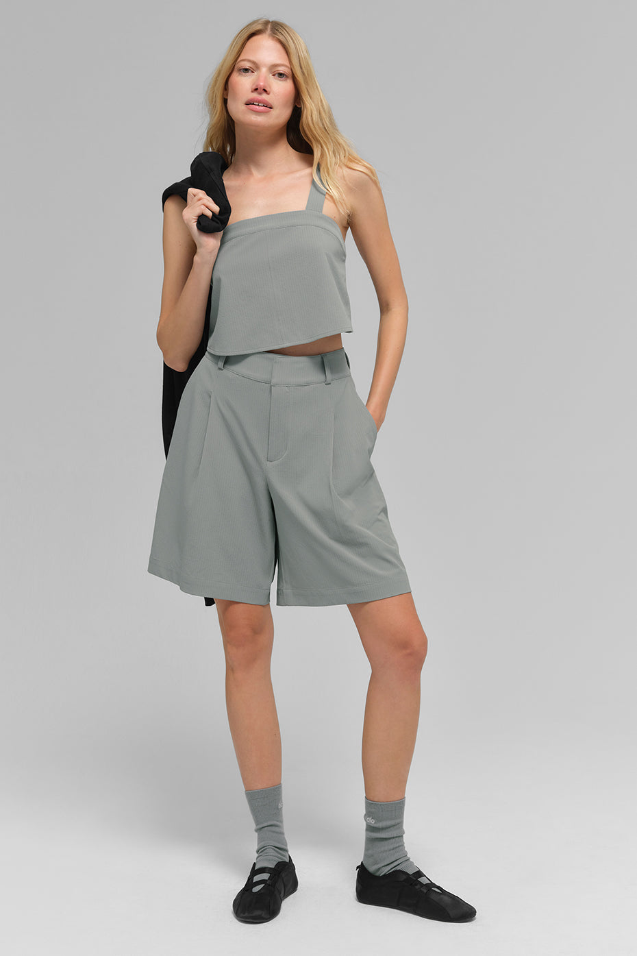 High Rise Dreamscape Shorts — Lunar Grey