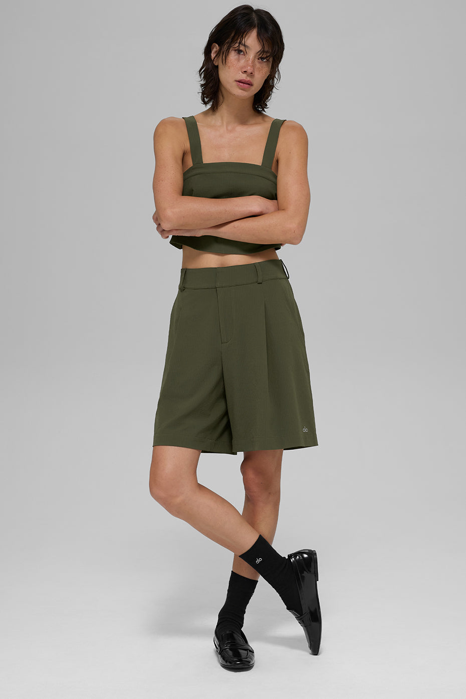 High Rise Dreamscape Shorts — Green Olive