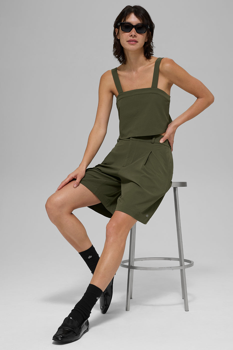 High Rise Dreamscape Shorts — Green Olive