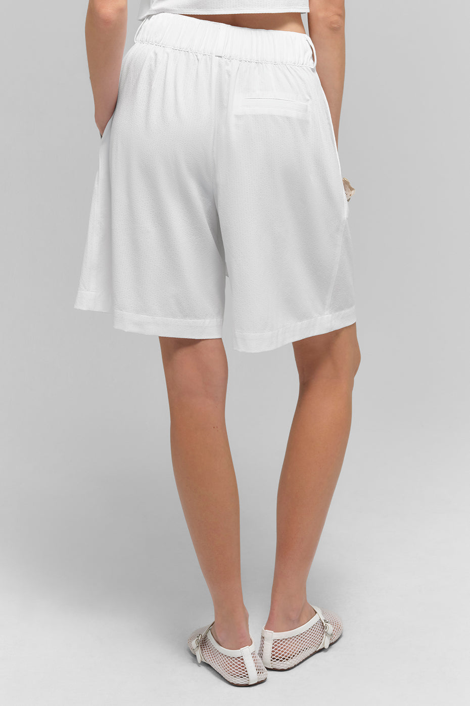 High Rise Dreamscape Shorts — Semi Sheer White