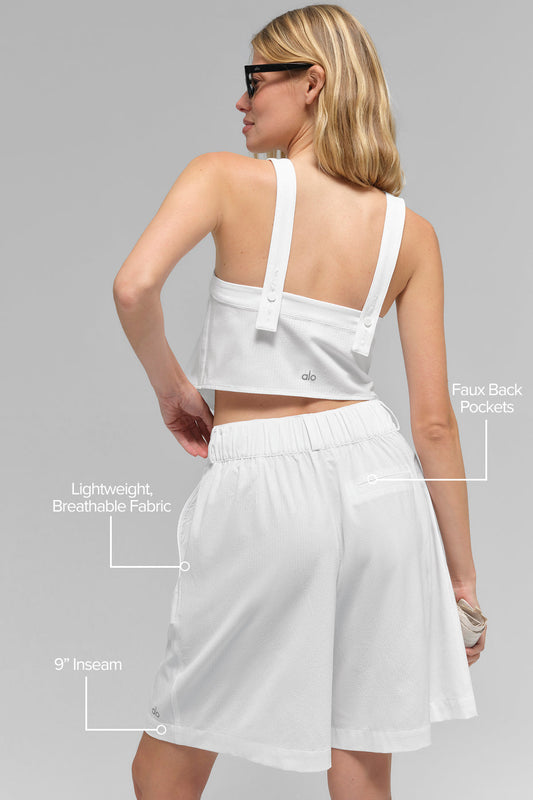 High Rise Dreamscape Shorts — Semi Sheer White