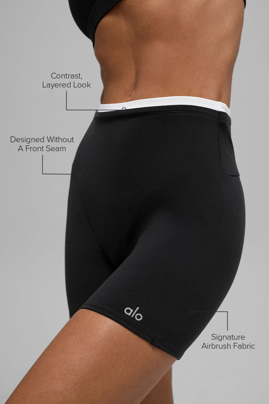 5" Airbrush Double Up Shorts — Black/White