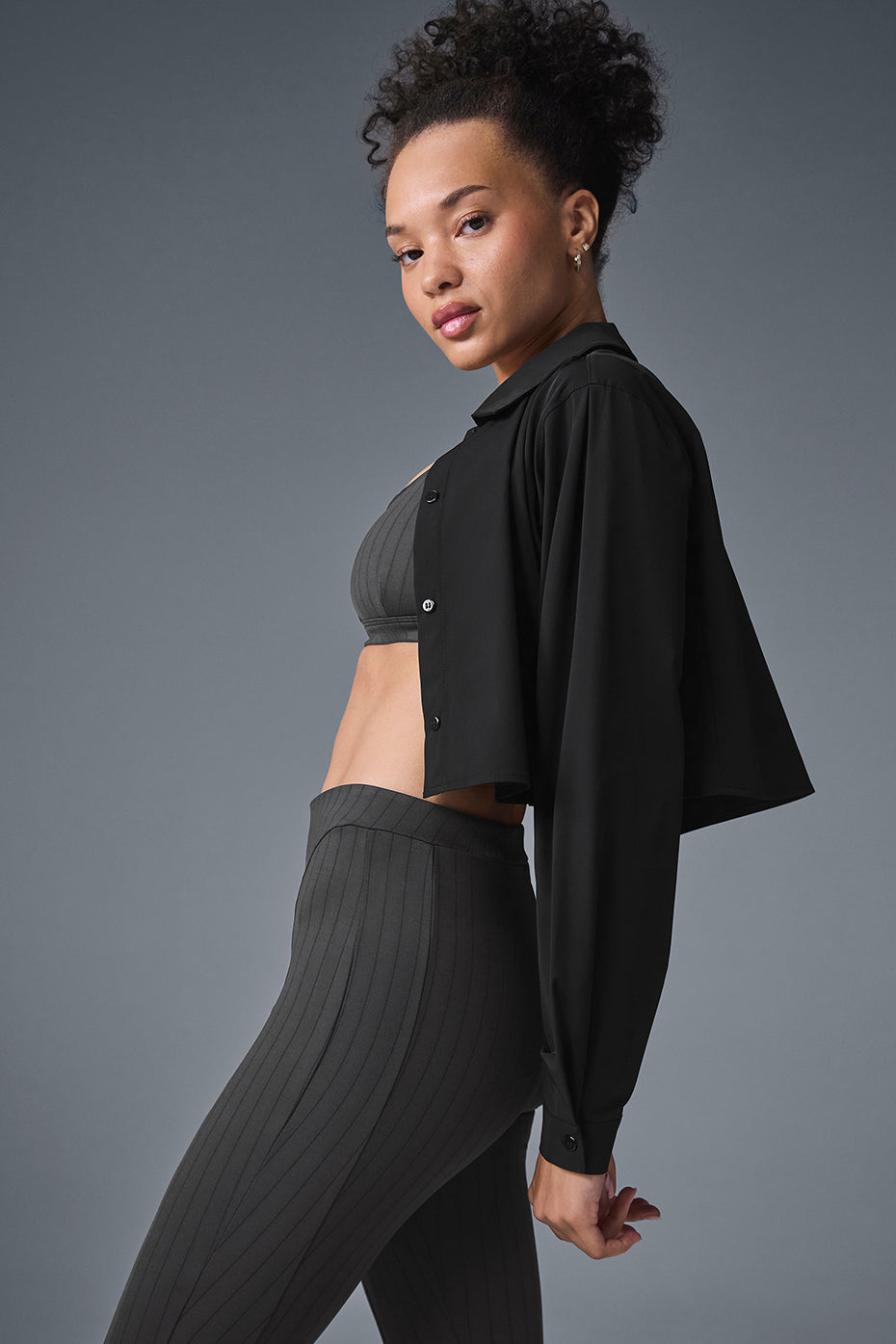 Cropped Take Me Out Button Up — Black