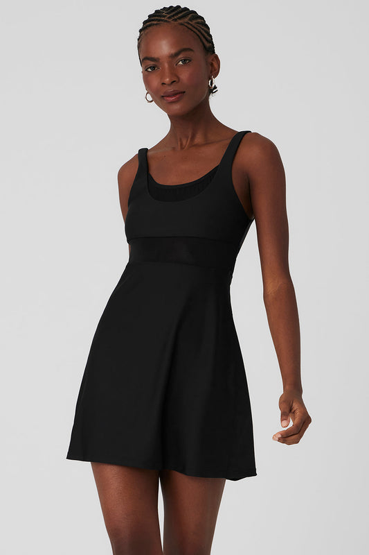 Airlift Double Trouble Tennis Dress — Black