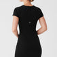 Goddess Ribbed Shorts‑Sleeve Dress — Black