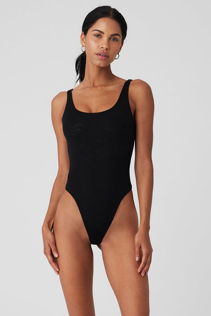 Mesh Sheer Illusion Bodysuit — Black