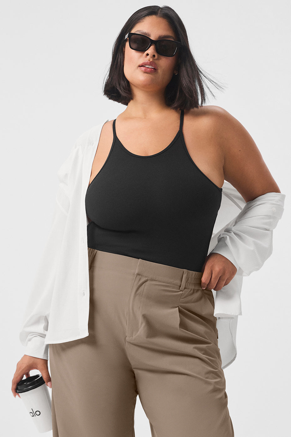 Ribbed Half — Court Bodysuit — Black