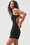 Ribbed Half — Court Bodysuit — Black