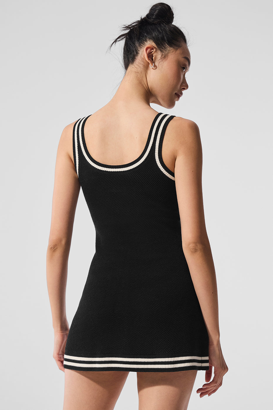 Tennis Club Sweater Knit Dress — Black/Ivory