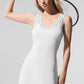 Tennis Club Sweater Knit Dress — White/Seashell Blue