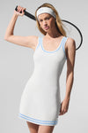 Tennis Club Sweater Knit Dress — White/Seashell Blue