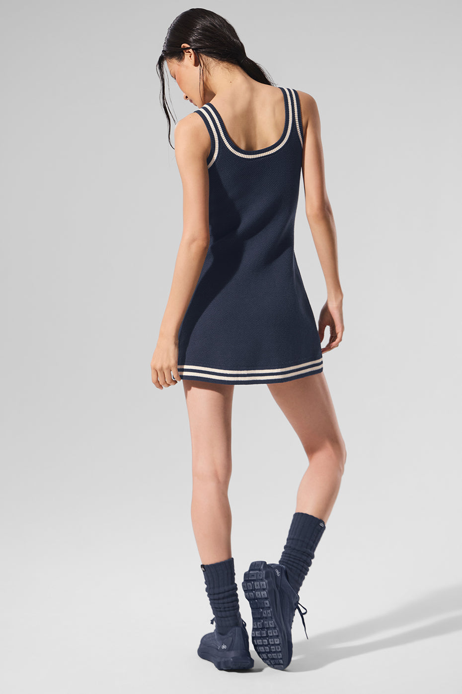 Tennis Club Sweater Knit Dress — Navy/Ivory