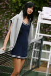 Tennis Club Sweater Knit Dress — Navy/Ivory