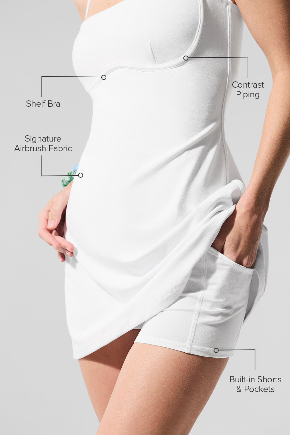 Airbrush Streamlined Dress — White/White