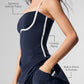 Airbrush Streamlined Dress — Navy/Ivory