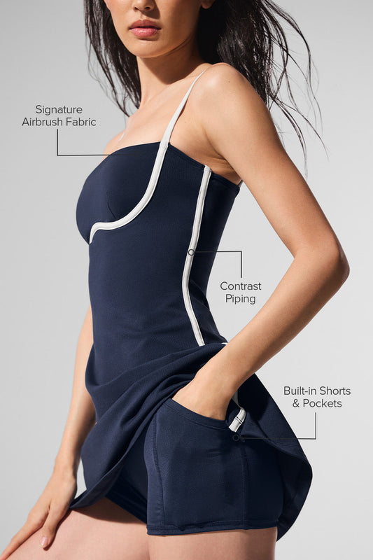 Airbrush Streamlined Dress — Navy/Ivory