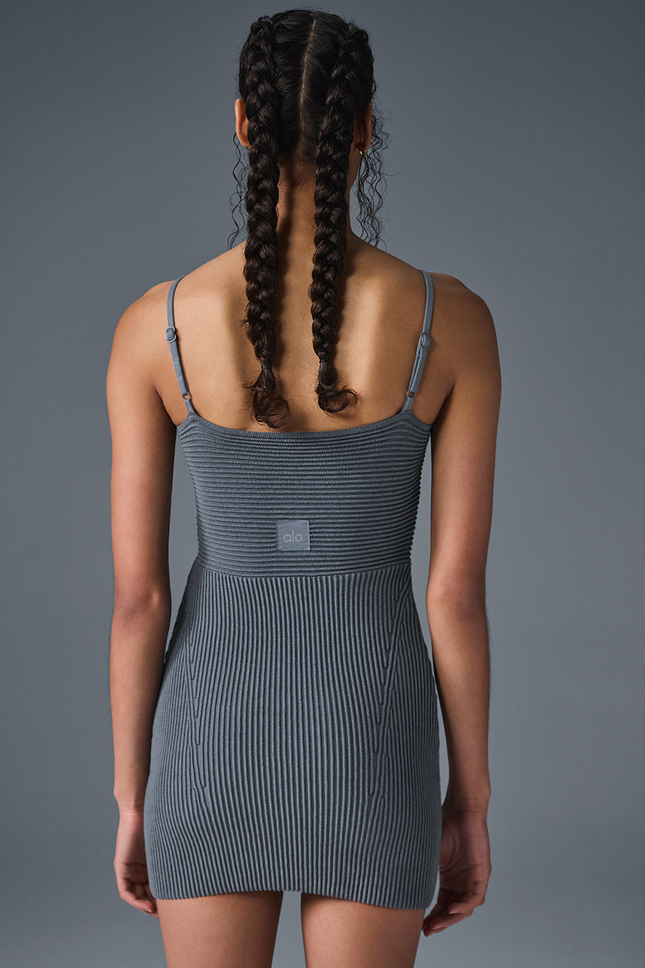 Denim Knit Mini Dress — Steel Grey/Anthracite