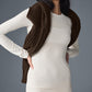 Ribbed Sea Coast Long‑Sleeve Dress — Ivory