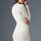 Ribbed Sea Coast Long‑Sleeve Dress — Ivory