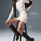 Ribbed Sea Coast Long‑Sleeve Dress — Ivory