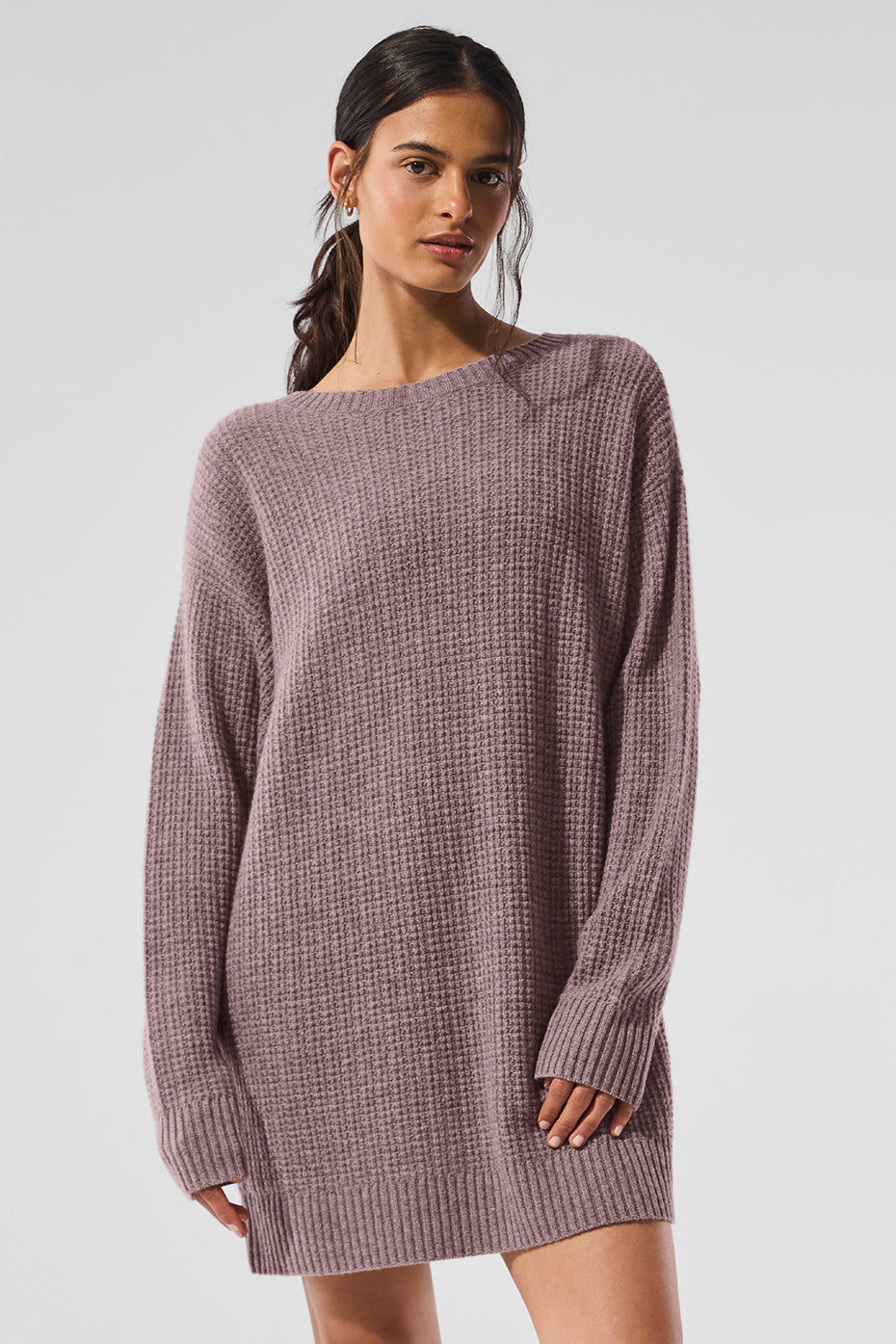 Cashmere Plush Waffle Dress — Mushroom Heather