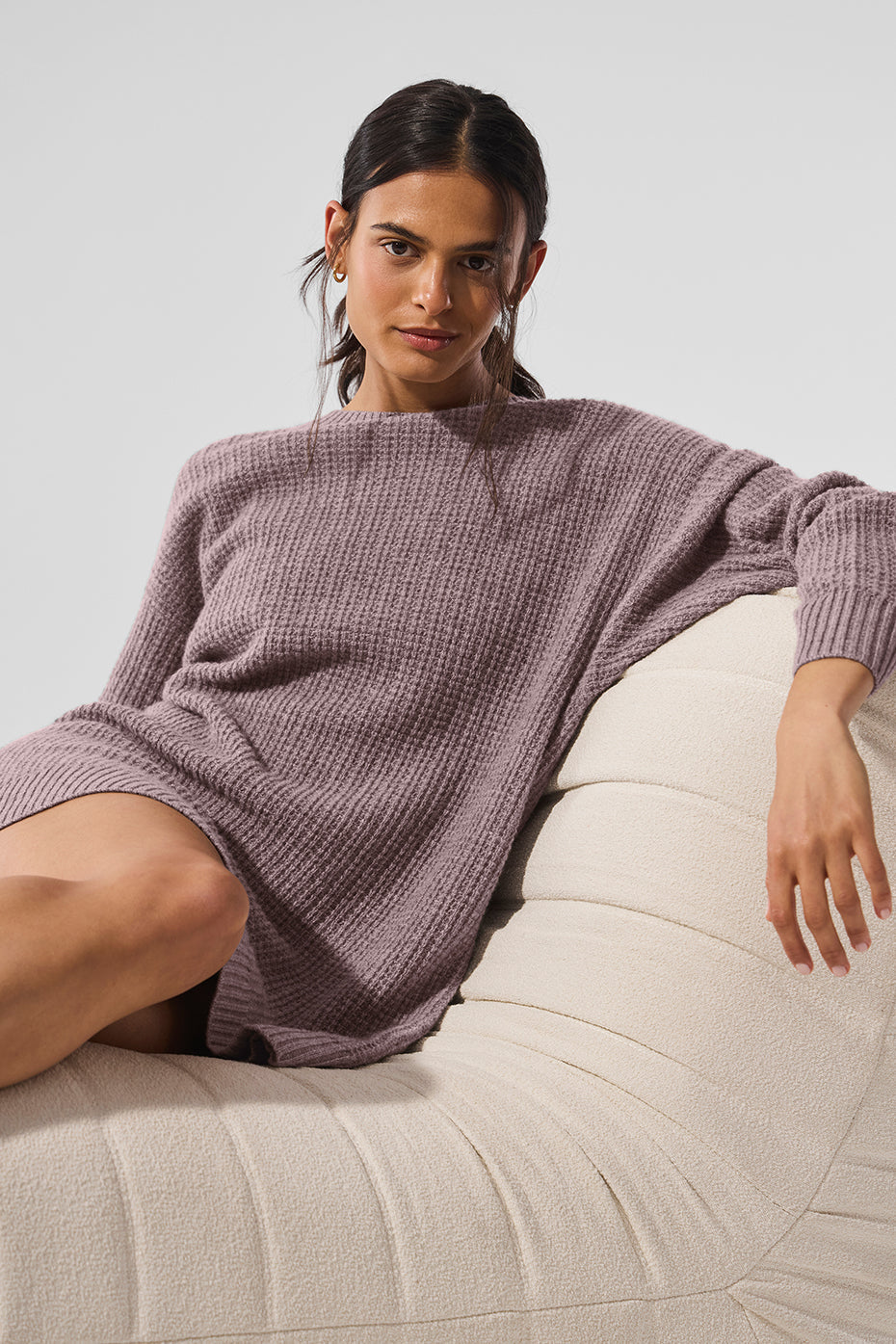 Cashmere Plush Waffle Dress — Mushroom Heather