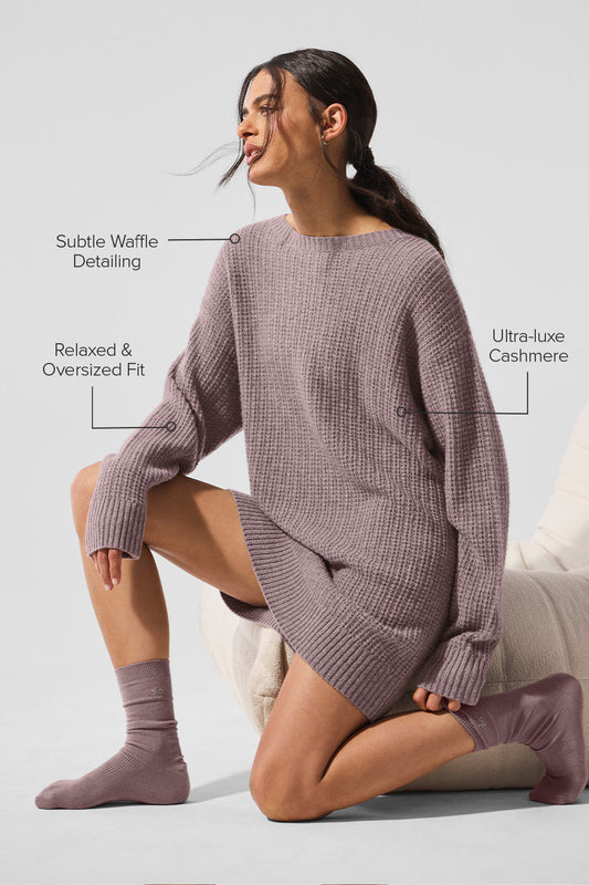 Cashmere Plush Waffle Dress — Mushroom Heather