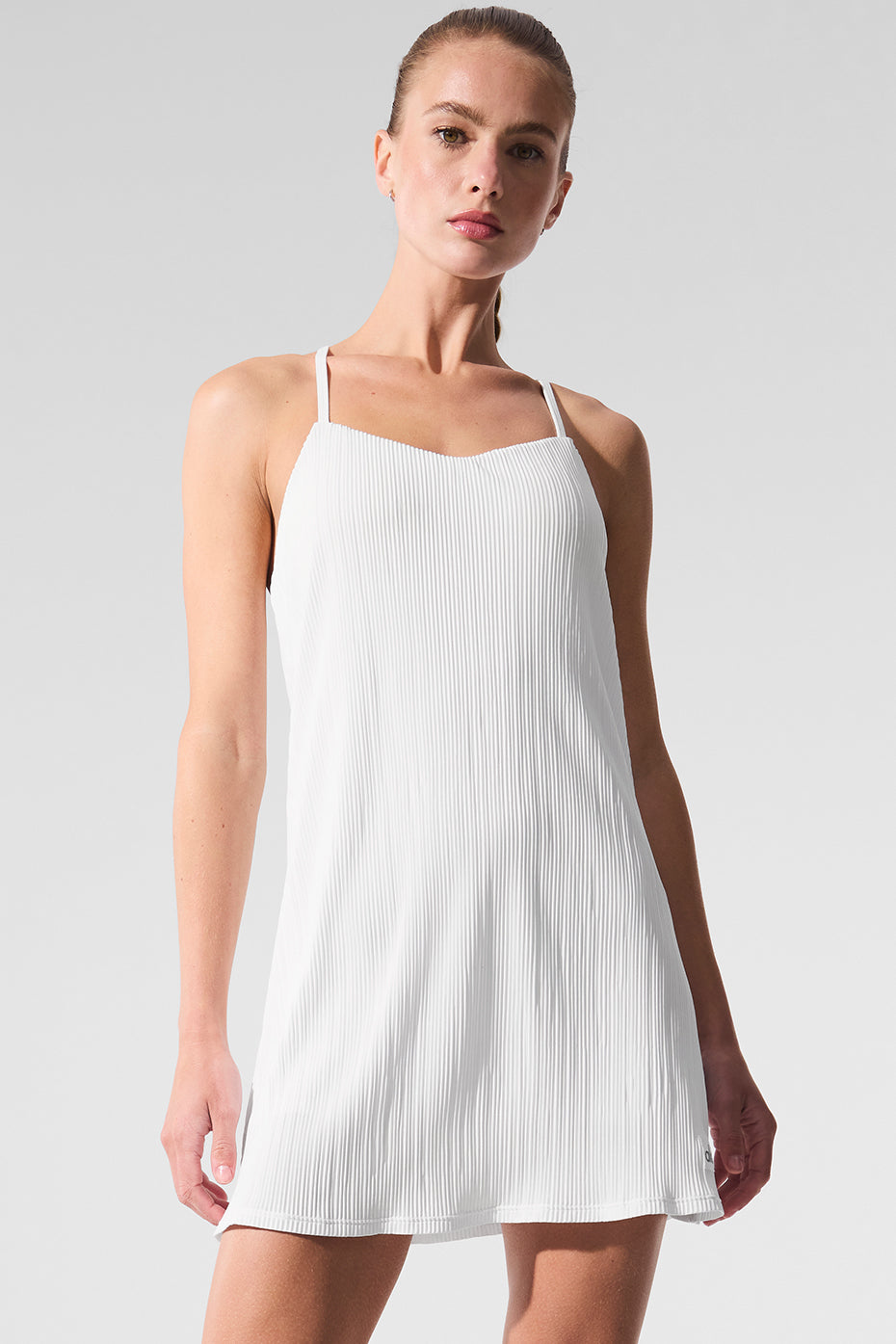 Micro Plisse Game On Tennis Dress — White