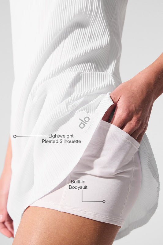 Micro Plisse Game On Tennis Dress — White