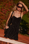 Micro Plisse Game On Tennis Dress — Black