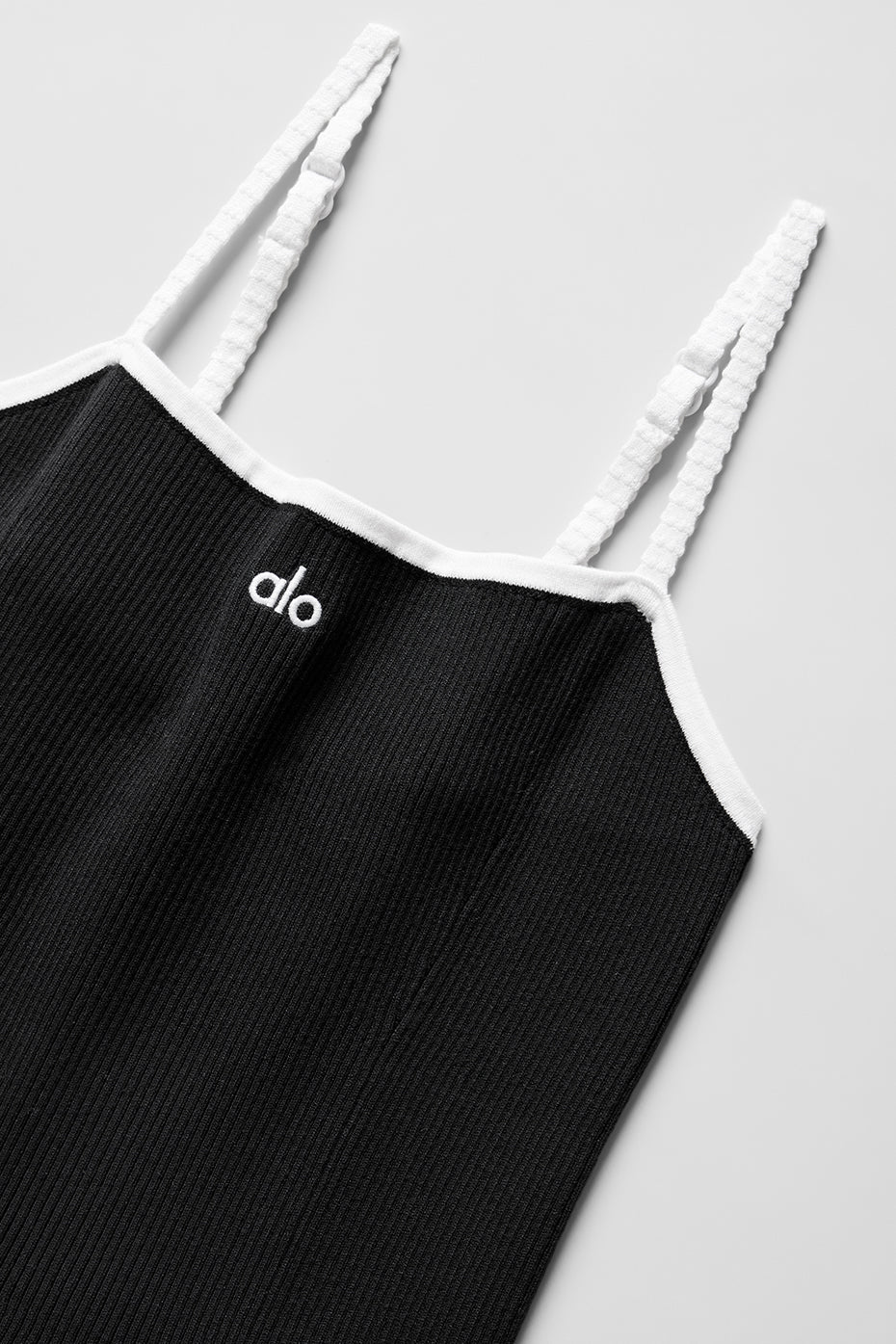 Ribbed Sweater Knit Highline Dress — Black/White