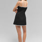 Ribbed Sweater Knit Highline Dress — Black/White