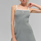 Ribbed Sweater Knit Highline Dress — Lunar Grey/White