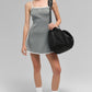 Ribbed Sweater Knit Highline Dress — Lunar Grey/White
