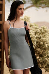 Ribbed Sweater Knit Highline Dress — Lunar Grey/White