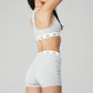Icon Ribbed Henley Sports Bra — Athletic Heather Grey