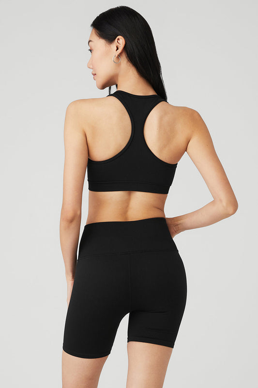 Seamless Ribbed Sports Bra — Black