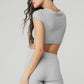 Blissful Henley Sports Bra Top — Athletic Heather Grey