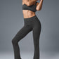 Pinstripe Jacquard Captivate Sports Bra — Anthracite/Black