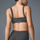 Pinstripe Jacquard Captivate Sports Bra — Anthracite/Black