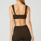 Pinstripe Jacquard Captivate Sports Bra — Espresso/Black