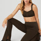 Pinstripe Jacquard Captivate Sports Bra — Espresso/Black