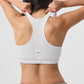 Scoop Neck Sweatshirt Sports Bra — White
