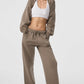 Scoop Neck Sweatshirt Sports Bra — White