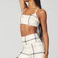 Airlift Magnified Plaid Intrigue Sports Bra — Ivory/Black