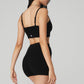 Cashmere Ribbed Staycation Sports Bra — Jet Black