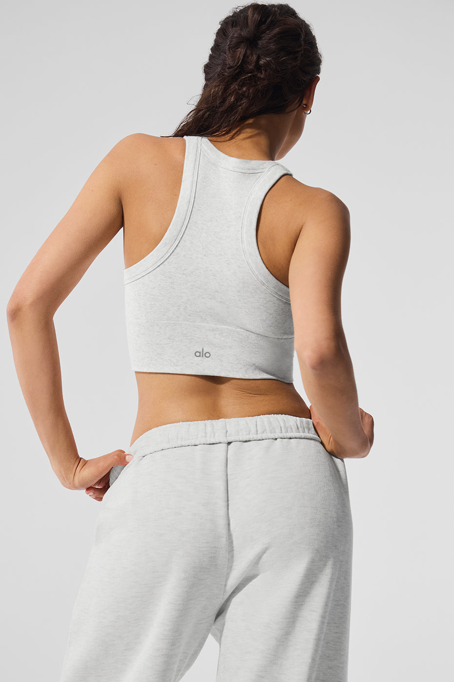 Seamless Delight High Neck Sports Bra — White Heather