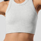 Seamless Delight High Neck Sports Bra — White Heather