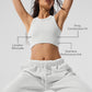 Seamless Delight High Neck Sports Bra — White Heather