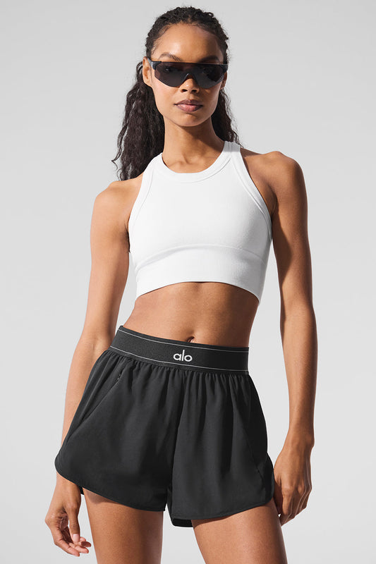 Seamless Delight High Neck Sports Bra — White